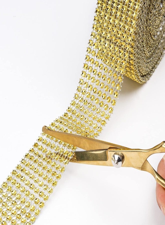 Dhruv Crafts دانتيل مرصع بأحجار الراين من دروف كرافتس، شريط للساري، مناسب للأعمال اليدوية، الكيك، زينة أعياد الميلاد، حفلات الزفاف، حفلات استقبال المولود الجديد، والفنون | 9 أمتار | ذهبي | - Image 4